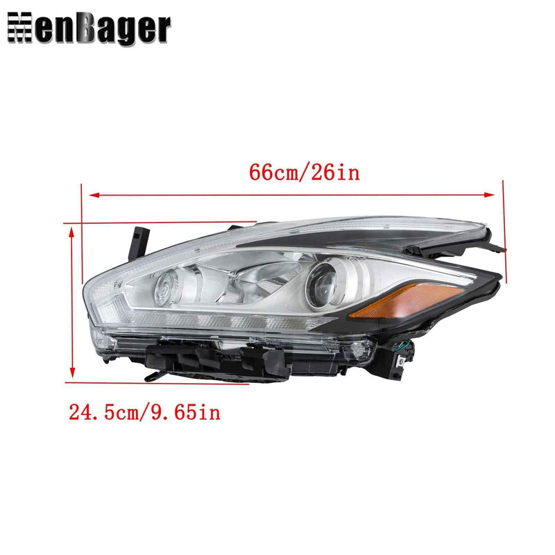DURAFORCE Left Side For Nissan Murano S SL SV 2015 2016 Headlight Chrome Halogen LED DRL