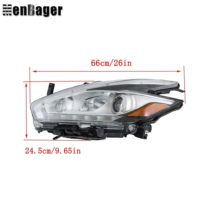 DURAFORCE Left Side For Nissan Murano S SL SV 2015 2016 Headlight Chrome Halogen LED DRL