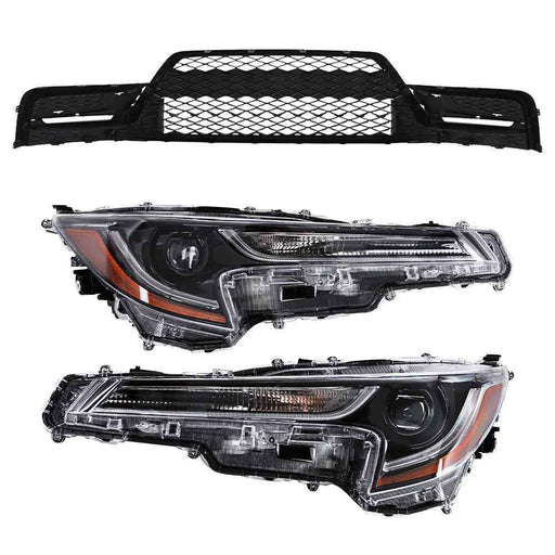 DURAFORCE Lower Bumper Grille Assembly&LH+RH Headlights For Toyota Corolla 2023-2024 Front