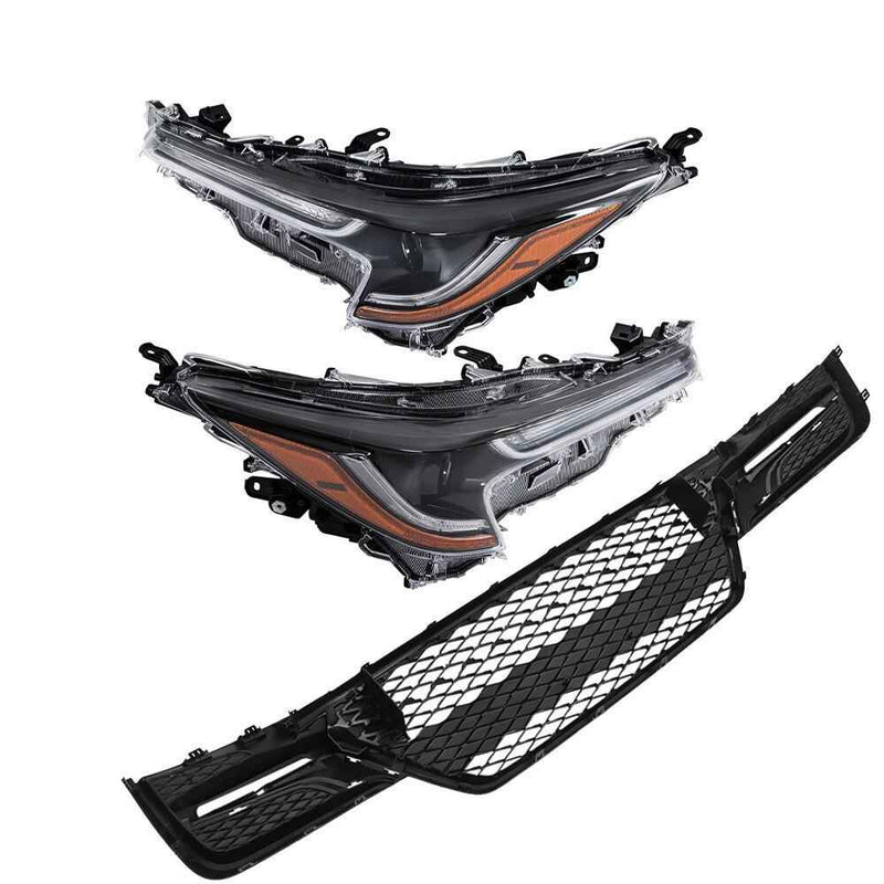 DURAFORCE Lower Bumper Grille Assembly&LH+RH Headlights For Toyota Corolla 2023-2024 Front