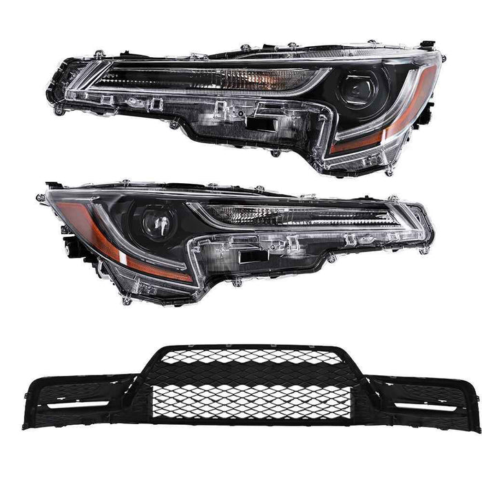 DURAFORCE Lower Bumper Grille Assembly&LH+RH Headlights For Toyota Corolla 2023-2024 Front