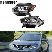 DURAFORCE For Nissan Rogue S SV SL 2014 2015 16 Left&Right Side LED Headlights Chrome Lamp