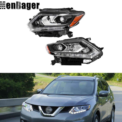 DURAFORCE For Nissan Rogue S SV SL 2014 2015 16 Left&Right Side LED Headlights Chrome Lamp