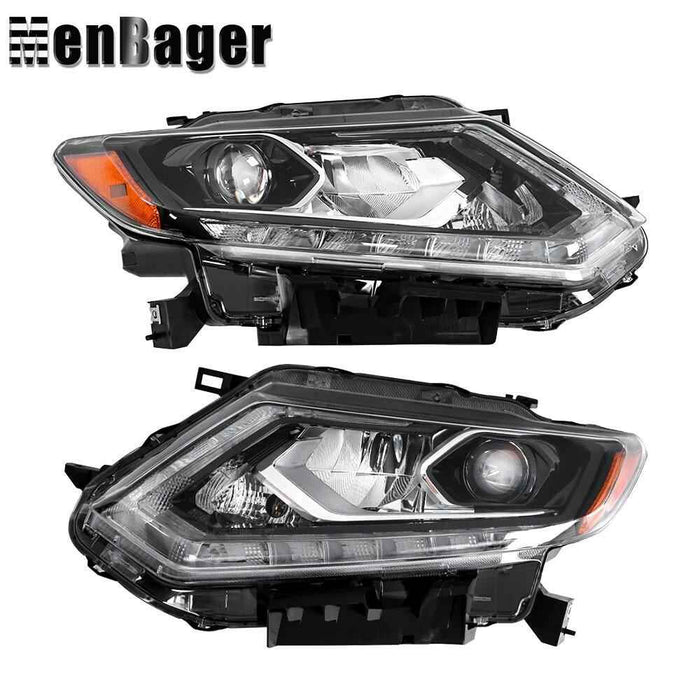 DURAFORCE For Nissan Rogue S SV SL 2014 2015 16 Left&Right Side LED Headlights Chrome Lamp