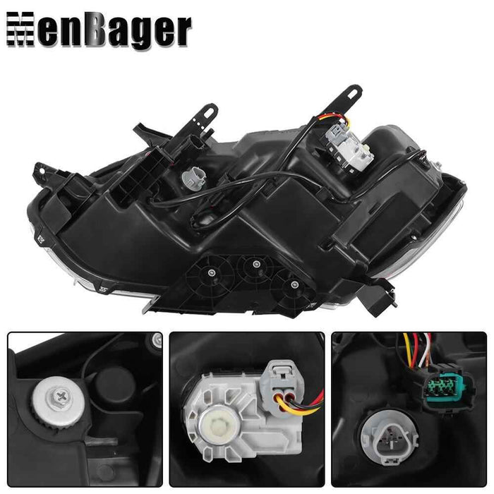 DURAFORCE For Nissan Rogue S SV SL 2014 2015 16 Left&Right Side LED Headlights Chrome Lamp