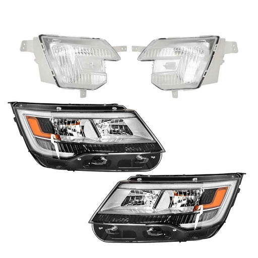 DURAFORCE Fog Light&Headlight Halogen w/LED DRL For Ford Explorer 2016-2018 Pair Headlamp