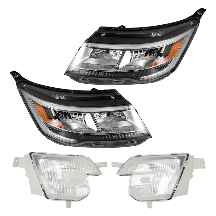 DURAFORCE Fog Light&Headlight Halogen w/LED DRL For Ford Explorer 2016-2018 Pair Headlamp