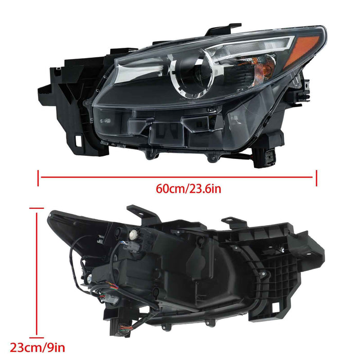 DURAFORCE For Mazda CX-9 GS GT 2016-2019-23 Left Side Headlight LED&Halogen Black w/o AFS