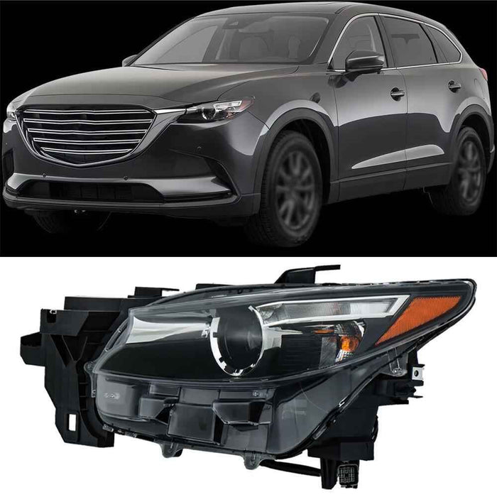 DURAFORCE For Mazda CX-9 GS GT 2016-2019-23 Left Side Headlight LED&Halogen Black w/o AFS