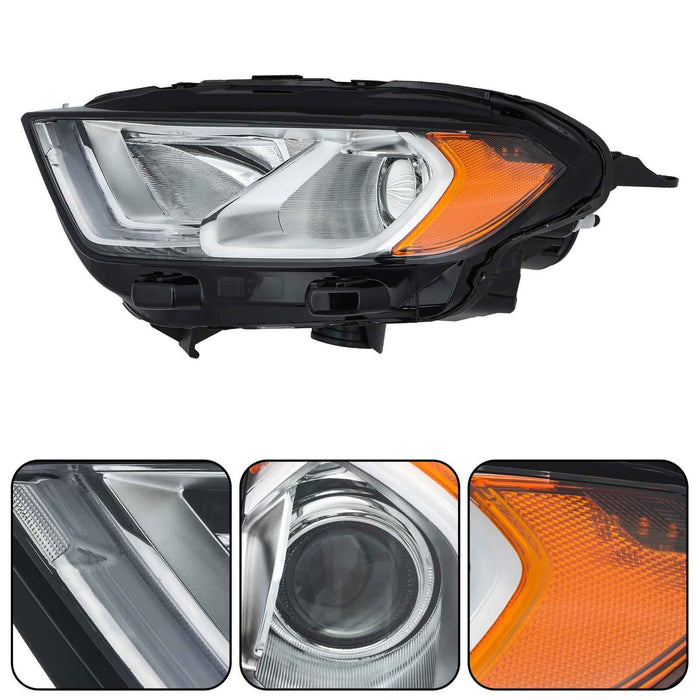 DURAFORCE For Ford EcoSport 2018-2023 Driver Headlight Halogen W/LED DRL Chrome Housing