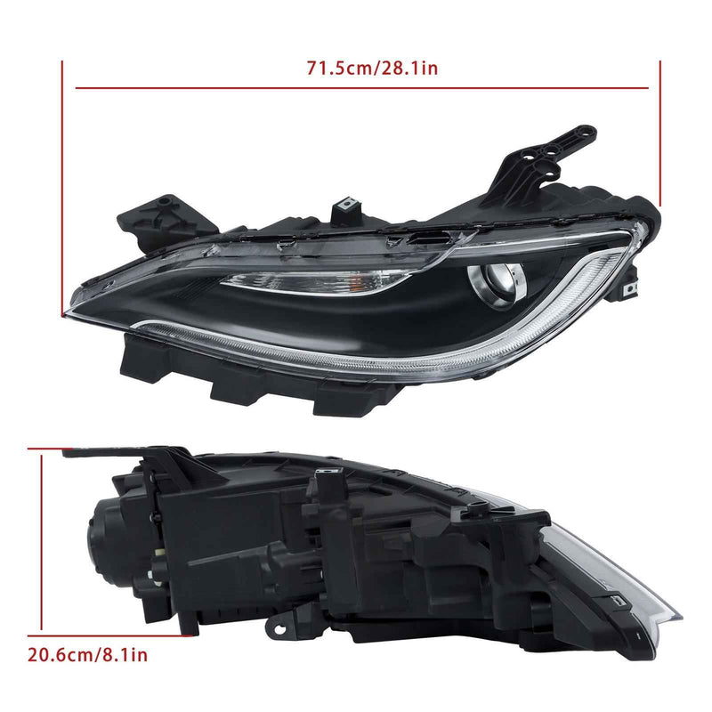 DURAFORCE Black Trim For Chrysler 200 2015-2017 Headlight Halogen Left/Driver W/LED DRL