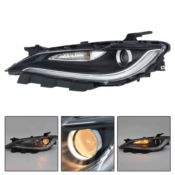DURAFORCE Black Trim For Chrysler 200 2015-2017 Headlight Halogen Left/Driver W/LED DRL
