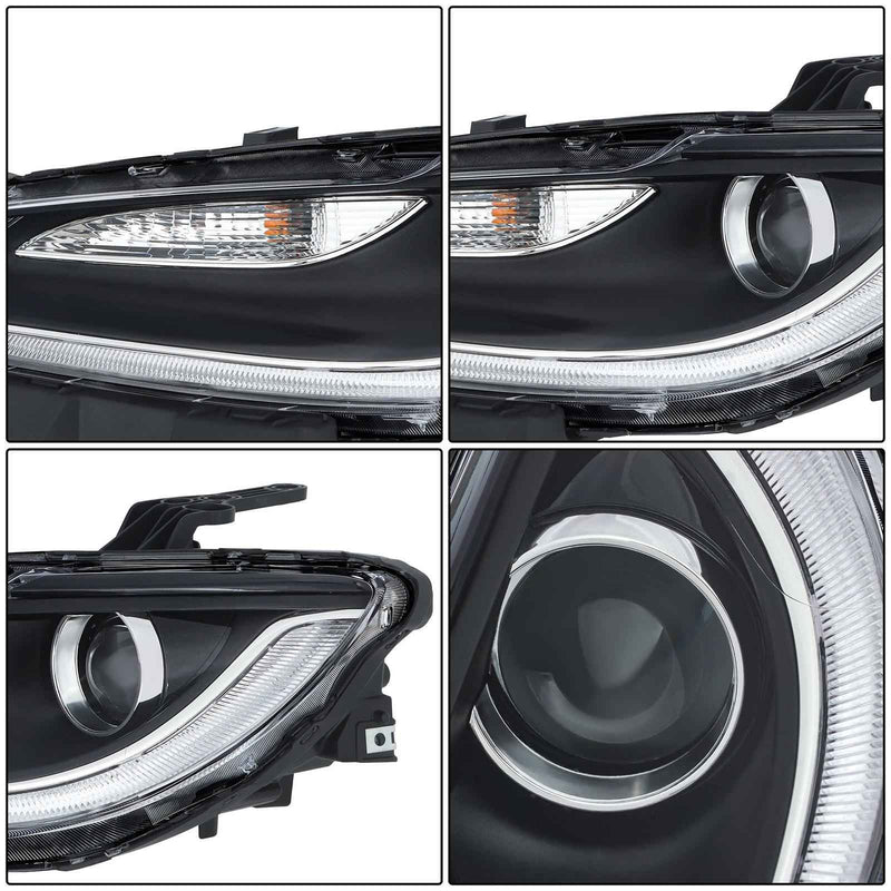 DURAFORCE Black Trim For Chrysler 200 2015-2017 Headlight Halogen Left/Driver W/LED DRL