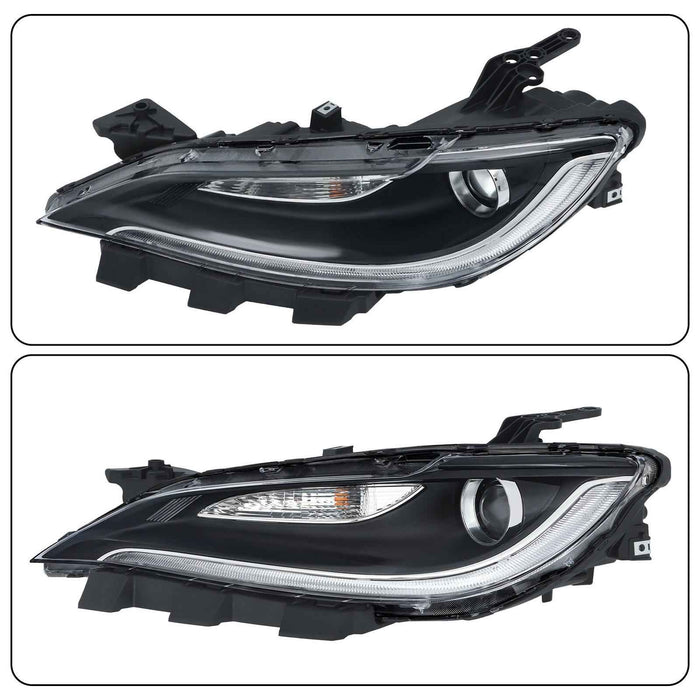 DURAFORCE Black Trim For Chrysler 200 2015-2017 Headlight Halogen Left/Driver W/LED DRL