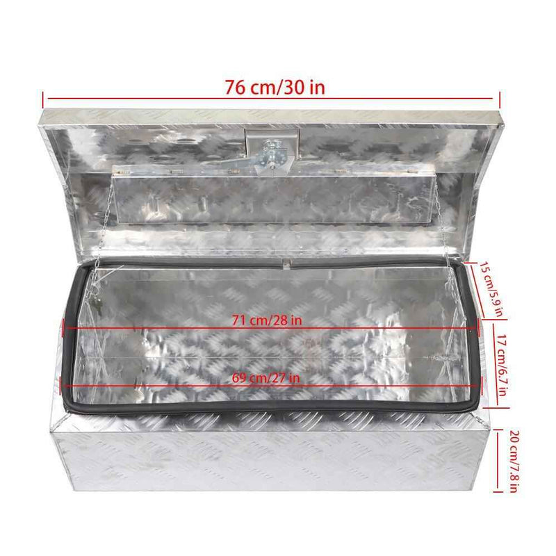 DURAFORCE 30" Silver Aluminum Alloy Underbody Storage Tool Box Pentagon for Truck Trailer