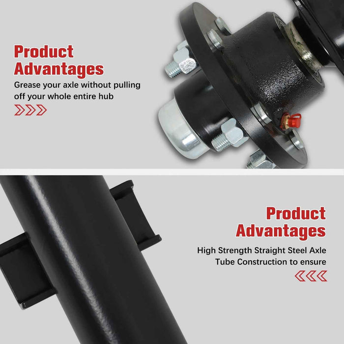 DURAFORCE 3.5K Trailer Axle 3500 lbs 5 lug 61" Hub Face 46" Spring Center 48" Wide Frame