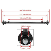 DURAFORCE 3.5K Trailer Axle 3500 lbs 5 lug 61" Hub Face 46" Spring Center 48" Wide Frame