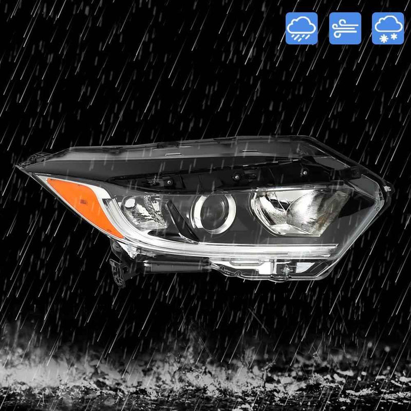 DURAFORCE Right Passenger Side For 2019-2021 Honda HRV Black Headlights Halogen W/LED DRL