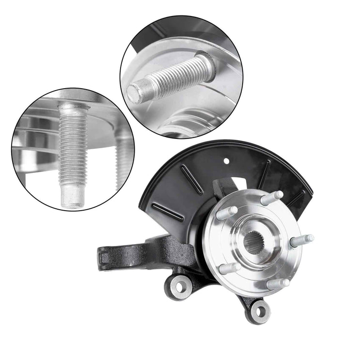 DURAFORCE 2PCS Front Wheel Hub Bearing & Steering Knuckle Assembly For Ford Mazda Mercury