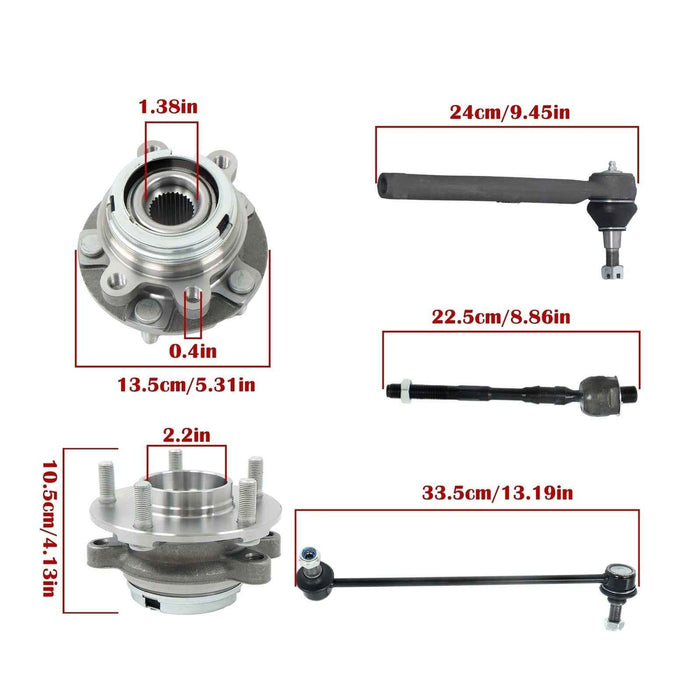 DURAFORCE For Altima 2.5L 07-13 Front Wheel Bearning Hub Sway Bar End Link Tie Rod K750094