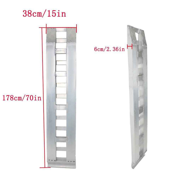 DURAFORCE 72"x15" Aluminum Ramps 2 Pcs 6500Lbs Car Trailer Truck Hook End 1 Pair 6FT
