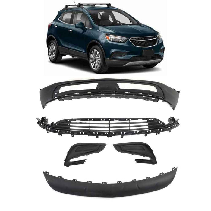 DURAFORCE For Buick Encore 2017-2022 Lower Bumper Cover Set+Lower Grilel+Fog Light Cover