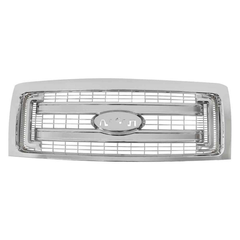 DURAFORCE Fit For 2009-2014 Ford F150 Front Upper Bumper Chrome Grille Horizontal Billet