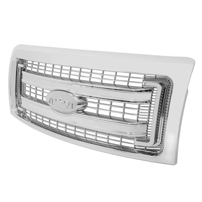 DURAFORCE Fit For 2009-2014 Ford F150 Front Upper Bumper Chrome Grille Horizontal Billet
