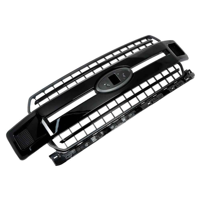DURAFORCE Fit For 2018-2020 Ford F-150 XL XLT Front Upper Bumper Grille Glossy Black Grill