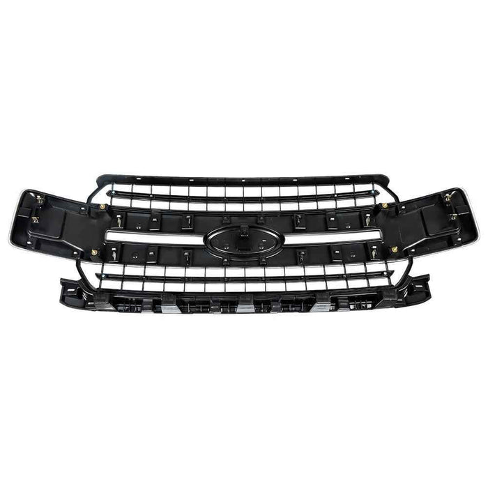 DURAFORCE Fit For 2018-2020 Ford F-150 XL XLT Front Upper Bumper Grille Glossy Black Grill