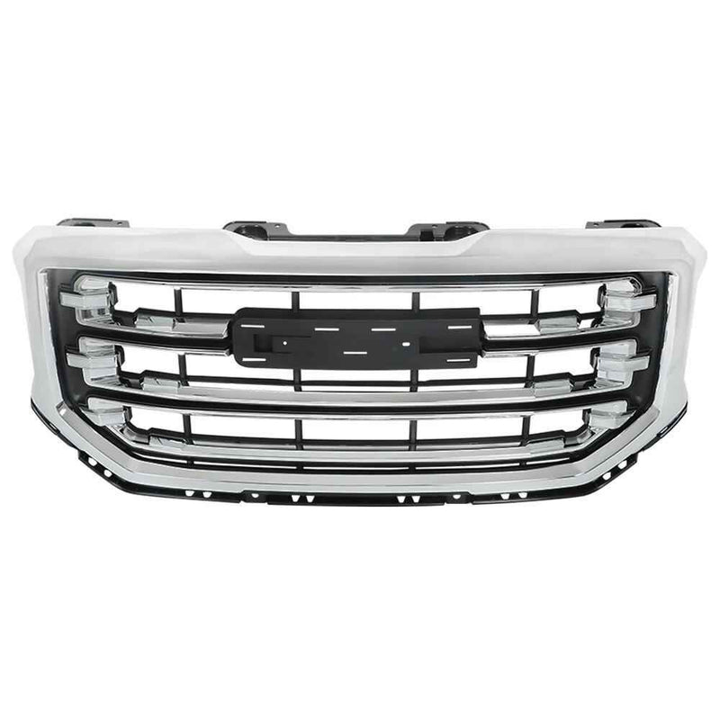 DURAFORCE Front Upper Grille For GMC Sierra 1500 16-2018 19 Chrome Grill Horizontal Billet