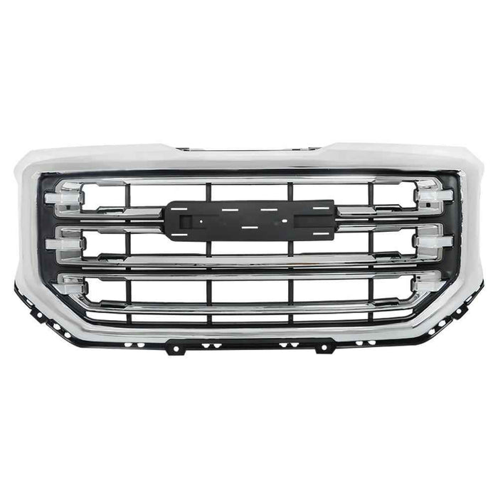 DURAFORCE Front Upper Grille For GMC Sierra 1500 16-2018 19 Chrome Grill Horizontal Billet
