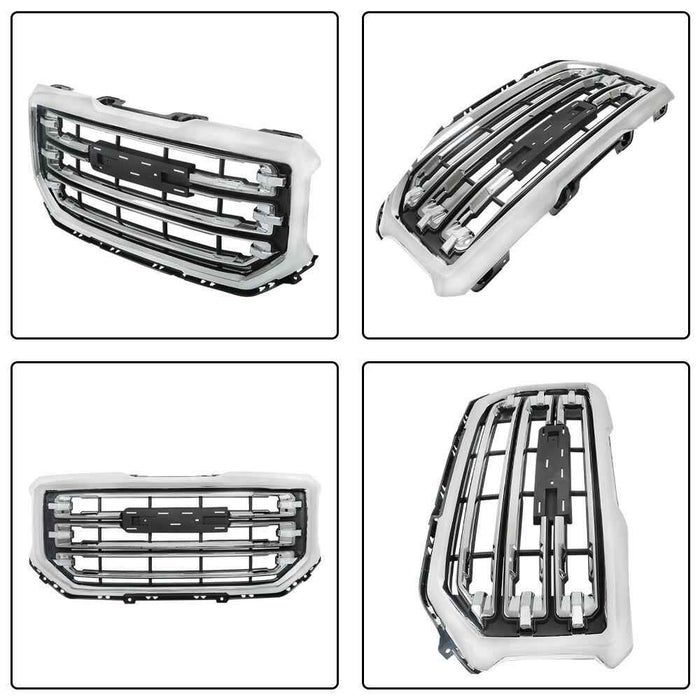 DURAFORCE Front Upper Grille For GMC Sierra 1500 16-2018 19 Chrome Grill Horizontal Billet