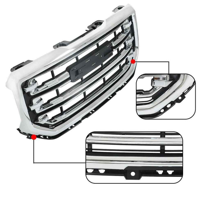 DURAFORCE Front Upper Grille For GMC Sierra 1500 16-2018 19 Chrome Grill Horizontal Billet