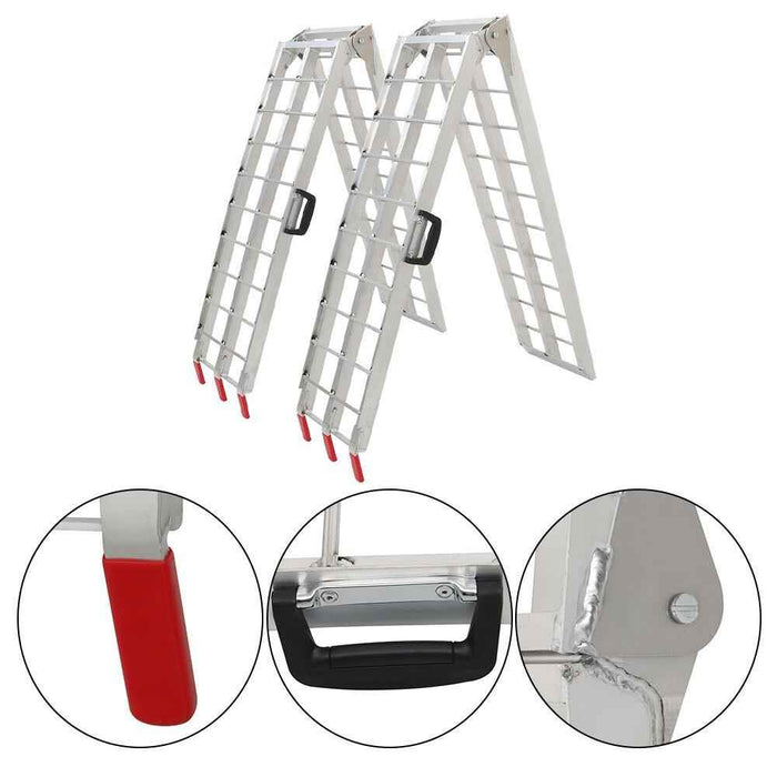 DURAFORCE For Truck Motorcycle Lawn Mower 2pcs ATV UTV 7.5' Aluminum Folding Loading Ramps