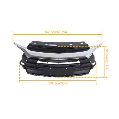 DURAFORCE Bumper Grill Grille Chrome Front Upper For Chevrolet Trailblazer 2021 2022 2023