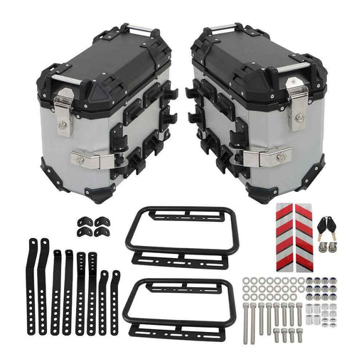 DURAFORCE 2×Silver 36L Hard Side Saddlebag Box Trunk Tour motorcycle panniers Side Case