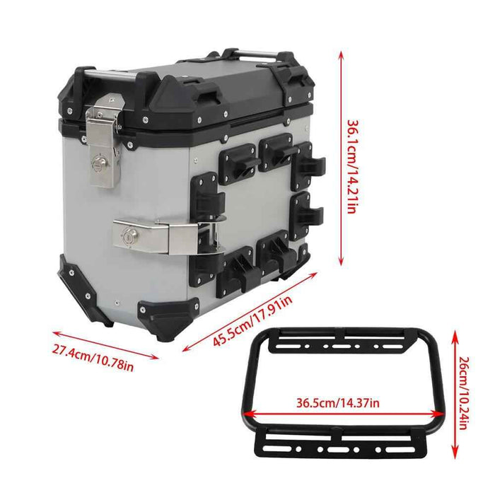 DURAFORCE 2×Silver 36L Hard Side Saddlebag Box Trunk Tour motorcycle panniers Side Case