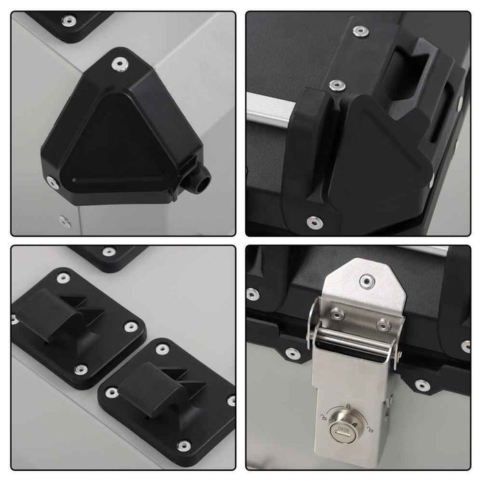 DURAFORCE 2×Silver 36L Hard Side Saddlebag Box Trunk Tour motorcycle panniers Side Case