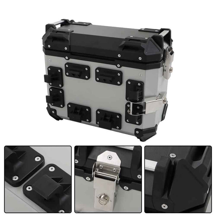 DURAFORCE 2×Silver 36L Hard Side Saddlebag Box Trunk Tour motorcycle panniers Side Case