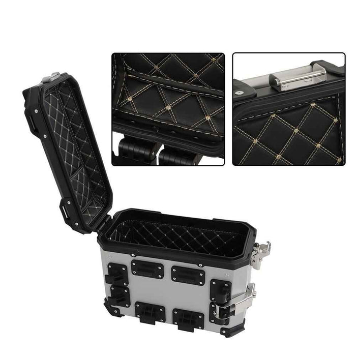 DURAFORCE 2×Silver 36L Hard Side Saddlebag Box Trunk Tour motorcycle panniers Side Case