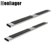 DURAFORCE Black Silver Side Steps Running Boards 6" For 2019-2024 Dodge Ram 1500 Crew Cab