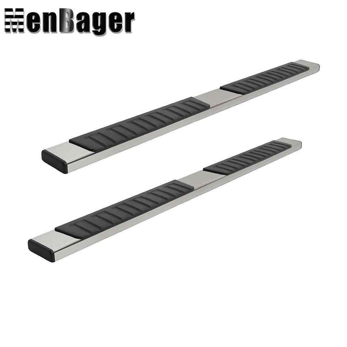 DURAFORCE Black Silver Side Steps Running Boards 6" For 2019-2024 Dodge Ram 1500 Crew Cab