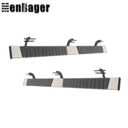 DURAFORCE Black Silver Side Steps Running Boards 6" For 2019-2024 Dodge Ram 1500 Crew Cab
