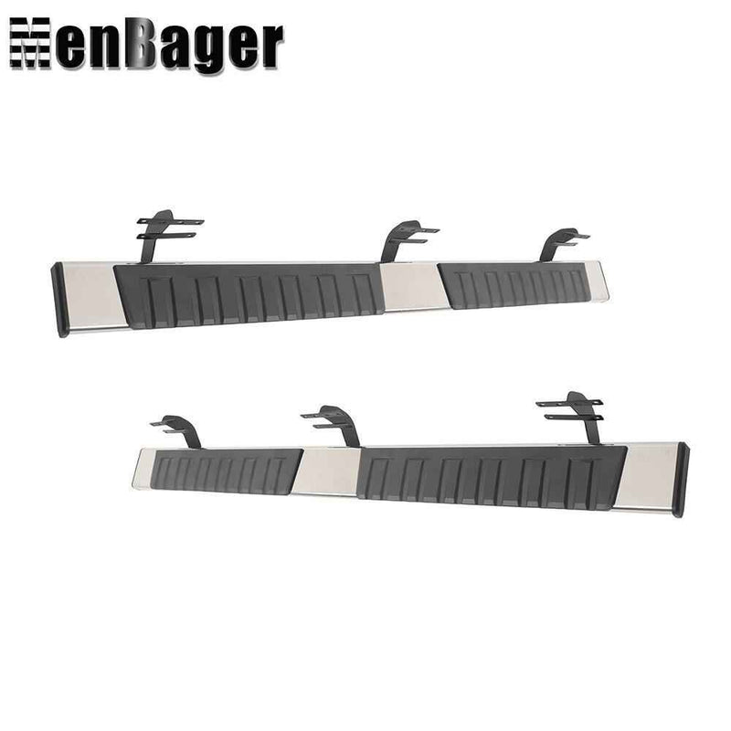 DURAFORCE Black Silver Side Steps Running Boards 6" For 2019-2024 Dodge Ram 1500 Crew Cab