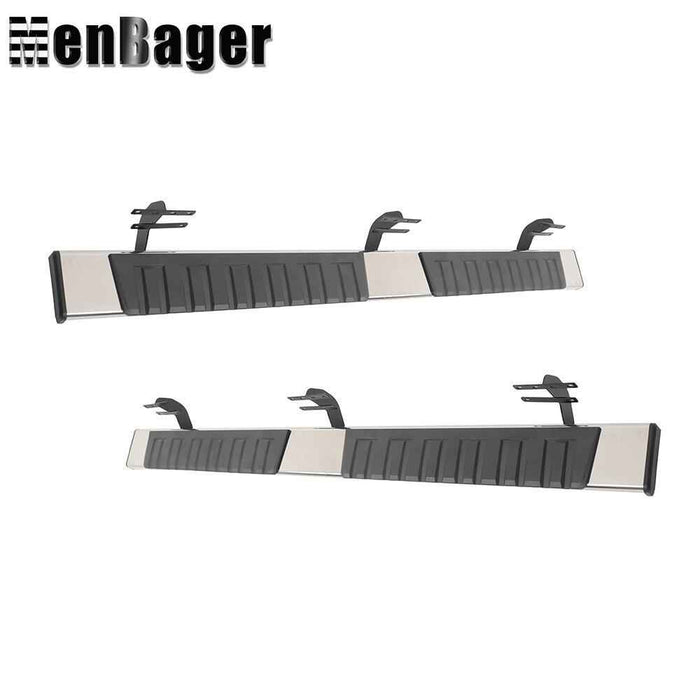 DURAFORCE Black Silver Side Steps Running Boards 6" For 2019-2024 Dodge Ram 1500 Crew Cab