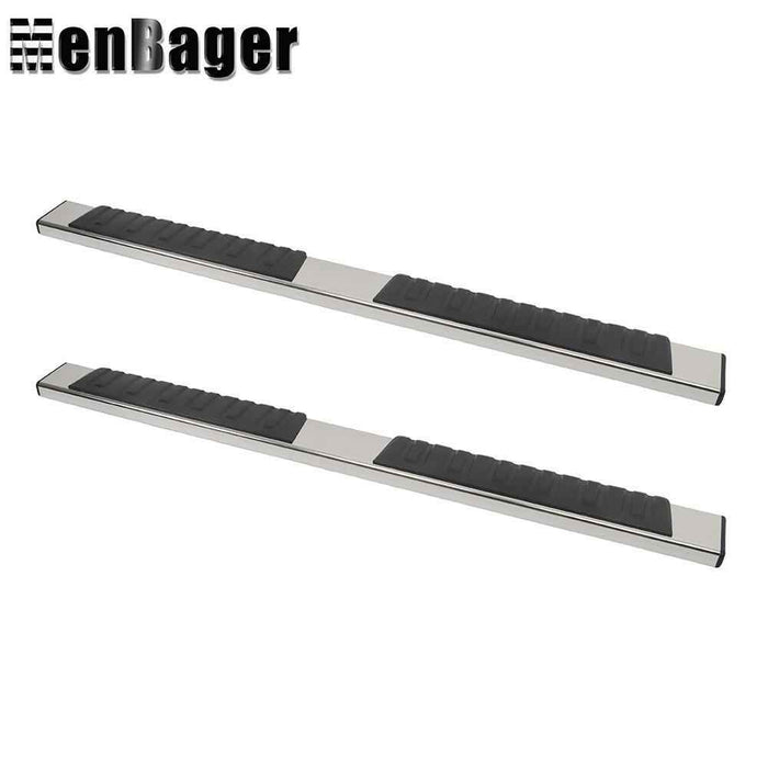 DURAFORCE Black Silver Side Steps Running Boards 6" For 2019-2024 Dodge Ram 1500 Crew Cab