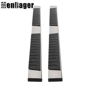 DURAFORCE Black Silver Side Steps Running Boards 6" For 2019-2024 Dodge Ram 1500 Crew Cab