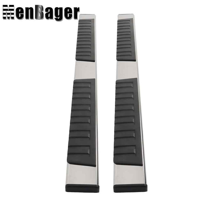 DURAFORCE Black Silver Side Steps Running Boards 6" For 2019-2024 Dodge Ram 1500 Crew Cab