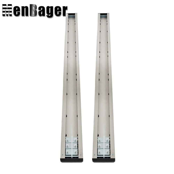 DURAFORCE Black Silver Side Steps Running Boards 6" For 2019-2024 Dodge Ram 1500 Crew Cab